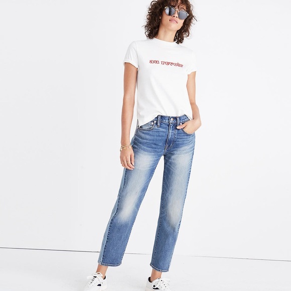 Madewell Denim - Madewell Cruiser Straight Crop Jeans: Pieced Edition Size 28